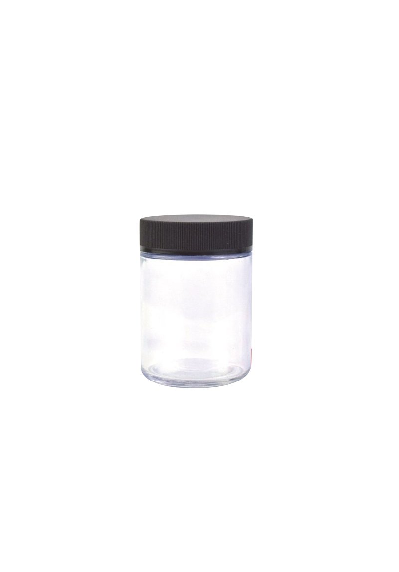 4oz D57mm Clear Glass Jar with Matte Black/White Smooth Child-Resistant Lid