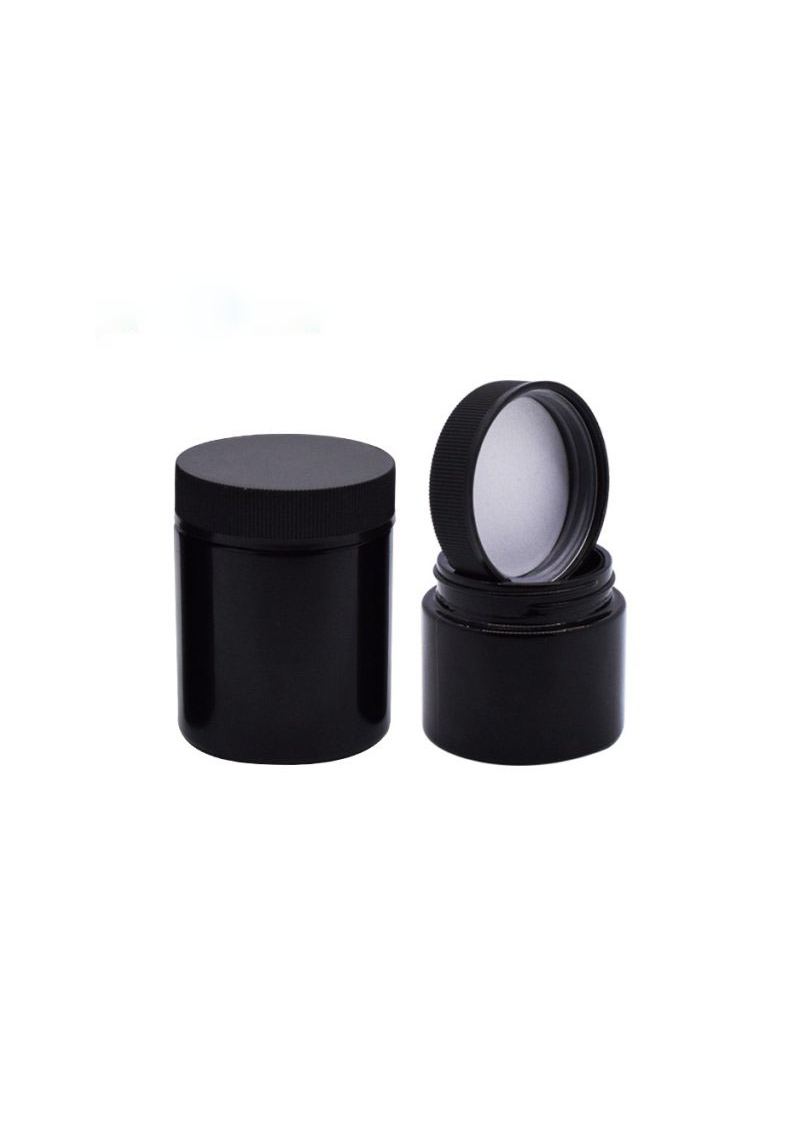 3oz D57mm Black Glass Jar with Matte/Glossy Black Smooth Child-Resistant Lid